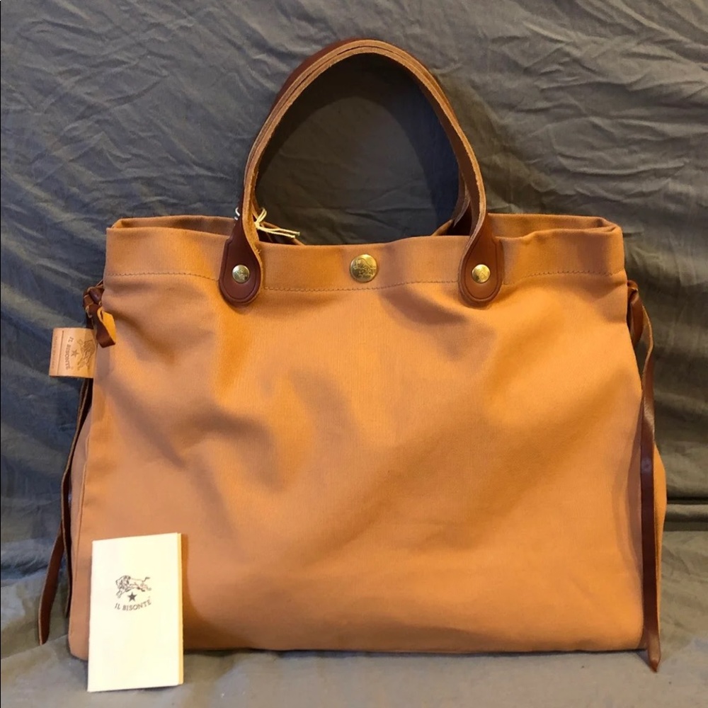 NWT IL Bisonte canvas leather tote